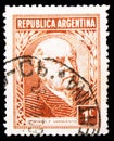 Postage stamp printed in Argentina shows Domingo Faustino Sarmiento (1811-1888), President, Writer, Famous Argentinians serie, Royalty Free Stock Photo