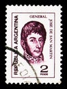 Postage stamp printed in Argentina shows JosÃÂ© Francisco de San MartÃÂ­n (1778-1850), Generals serie, circa 1975