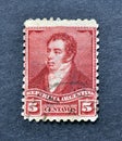 Postage stamp printed by Argentina, that shows portrait of first president Bernardino Rivadavia Royalty Free Stock Photo