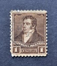 Postage stamp printed by Argentina, that shows portrait of first president Bernardino Rivadavia Royalty Free Stock Photo