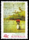 Postage stamp printed in Australia shows All on a Summer`s Day Charles Condor, Australian Impressionists serie, circa 1989 Royalty Free Stock Photo