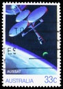 Postage stamp printed in Australia shows Antennas of the satellite, serie, circa 1986