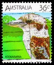 Postage stamp printed in Australia shows Kookaburra (Dacelo novaeguineae), Australian Wildlife serie, circa 1986