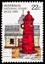 Postage stamp printed in Australia shows Postbox, 22 c - Australian cent, National Stamp Week serie, circa 1980