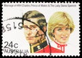 Postage stamp printed in Australia shows Royal Wedding- Charles and Diana, serie, 24 c - Australian cent, circa 1981