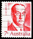 Postage stamp printed in Australia shows S.M. Bruce, right side imperforated, Prime Ministers of Australia serie, circa 1972