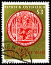 Postage stamp printed in Austria shows 600 years Vienna University, circa 1965