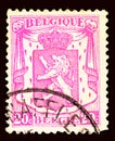 Postage  stamp printed in the Belgium shows Coat of Arms of Belgium, circa 1938 Royalty Free Stock Photo