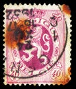 Postage stamp printed in Belgium shows Heraldic lion, serie, 40 c - Belgian centime, circa 1930 Royalty Free Stock Photo