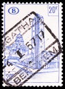 Postage stamp printed in Belgium shows Railway Stamp: Station Brussels South, Railway - North-South connection Brussels serie,