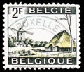 Postage stamp printed in Belgium shows Windmill and Farm House, Bokrijk, Tourist Publicity serie, circa 1968