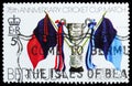 Postage stamp printed in Bermuda shows Silver Cup Trophy and Crossed Club Flags, Cricket Club matches, 75th anniversary serie, Royalty Free Stock Photo