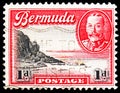 Postage stamp printed in Bermuda shows South Shore near Spanish Rock, Landscapes serie, circa 1936