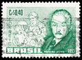 Postage stamp printed in Brazil shows JosÃÂ© Bento Renato Monteiro Lobato 1882-1948, circa 1955