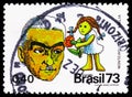Postage stamp printed in Brazil shows Tribute Monteiro Lobato Books for children, serie, circa 1973 Royalty Free Stock Photo