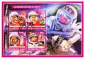 Postage stamp printed in Burkina Faso shows Yuri Gagarin, Space Pioneers, circa 2019