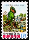 Postage stamp printed in Burundi shows La Fontaine, The Wolf Became Shepherd, Fairy tales and fables serie, circa 1977