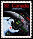 Postage stamp printed in Canada shows Canadians in Space, Canadian Space Programme serie, circa 1985