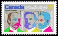 Postage stamp printed in Canada shows Composers, Centenary of `O Canada` National Song serie, circa 1980