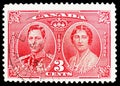 Postage stamp printed in Canada shows King George VI and Queen Elizabeth, Coronation of King George VI and Queen Elizabeth serie,