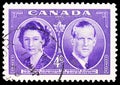 Postage stamp printed in Canada shows Princess Elizabeth and Duke of Edinburgh, Royal Visit serie, circa 1951