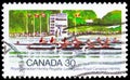 Postage stamp printed in Canada shows Royal Canadian Henley Regatta, circa 1982 Royalty Free Stock Photo