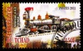 Postage stamp printed in Chad shows American 4-4-0 \