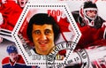 Postage stamp printed in Chad shows Philip Esposito, Ice hockey serie, circa 2014