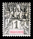 Postage stamp printed in China - French Post Office (General Issues), shows Type Groupe, Indochina stamps Overprinted CHINE serie Royalty Free Stock Photo