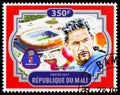 Postage stamp printed in Cinderellas shows Roberto Baggio, Football Russia 2018 serie, circa 2017