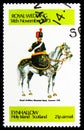Postage stamp printed in Cinderellas shows Royal Artillary Mounted band Drummer 1905, Eynhallow serie, circa 1973 Royalty Free Stock Photo