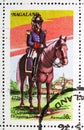 Postage stamp printed in Cinderellas shows 1st Continental Dragoons, Nagaland serie, circa 1976 Royalty Free Stock Photo