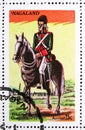 Postage stamp printed in Cinderellas shows 4th Continnental Dragoons, Nagaland serie, circa 1976 Royalty Free Stock Photo