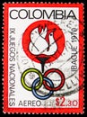 Postage stamp printed in Colombia shows Games Emblem, National games, Ibague, 9th Ed. serie, circa 1970