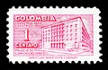 Postage stamp printed in Colombia shows Ministry of Post and Telegraphs Building, serie, circa 1949 Royalty Free Stock Photo