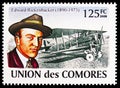 Postage stamp printed in Comoros shows Edward Rickenbacker (1890-1973), Mini sheet Pilots, Aviators serie, circa 2009