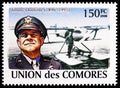 Postage stamp printed in Comoros shows Jimmy Doolittle (1896-1993), Mini sheet Pilots, Aviators serie, circa 2009