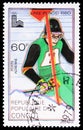 Postage stamp printed in Congo shows Slalom, Winter Olympics 1980, Lake Placid serie, circa 1979