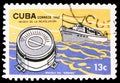 Postage stamp printed in Cuba shows Compass, yacht Granma, Opening of the Revolution Museum serie, circa 1965