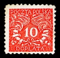 Postage stamp printed in Czechoslovakia shows Number, Horns of cornucopias serie, circa 1919 Royalty Free Stock Photo