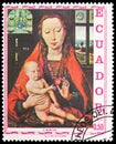 Postage stamp printed in Ecuador shows Madonna painted by Hans Memling, Art serie, circa 1967