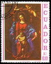 Postage stamp printed in Ecuador shows Madonna painted by Reni, Art serie, circa 1967