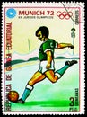 Postage stamp printed in Equatorial Guinea shows Football, Summer Olympics 1972, Munich: Sports disciplines serie, circa 1972