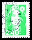 Postage stamp printed in France shows Marianne of Briat, 2.40 French franc, serie, circa 1993