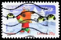 Postage stamp printed in France shows Reindeer skating, Best wishes 2006 serie, circa 2006