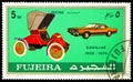 Postage stamp printed in Fujairah shows Cadillac, Cars serie, circa 1971