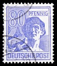 Postage stamp printed in Germany, Allied Occupation 1945-1949, shows 2nd Allied Control Council Issue, American, British, and Sovi