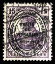 Postage stamp printed in Germany, Colonies and Post Abroad, shows Vote in East Prussia, Allenstein serie,15 German reichspfennig