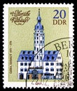 Postage stamp printed in Germany, DDR, shows City Hall Gera 1573-1576, Historic City Halls serie, circa 1983