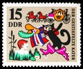 Postage stamp printed in Germany, Democratic Republic, shows Puss in Boots, Fairy Tales serie, circa 1968 Royalty Free Stock Photo